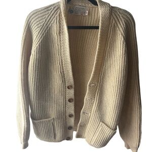 Vintage British Pure Virgin Wool by Cozy Cream Knit Cardigan